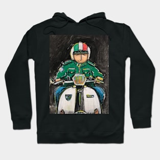 Retro Scooter, Classic Scooter, Scooterist, Scootering, Scooter Rider, Mod Art Hoodie